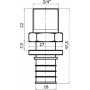 Переходник Stout SFA 0001 16xR 3/4, аксиальный, с наружной резьбой