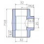 Тройник Ekoplastik 32x25x32 переходной